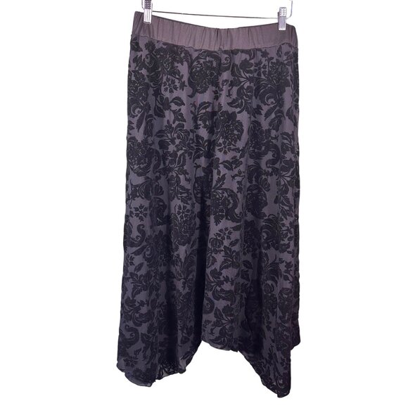 ROMWE Dresses & Skirts - Black Floral Velvet Burnout Handkerchief Hem Skirt 1XL Fairy Whimsigoth Grunge